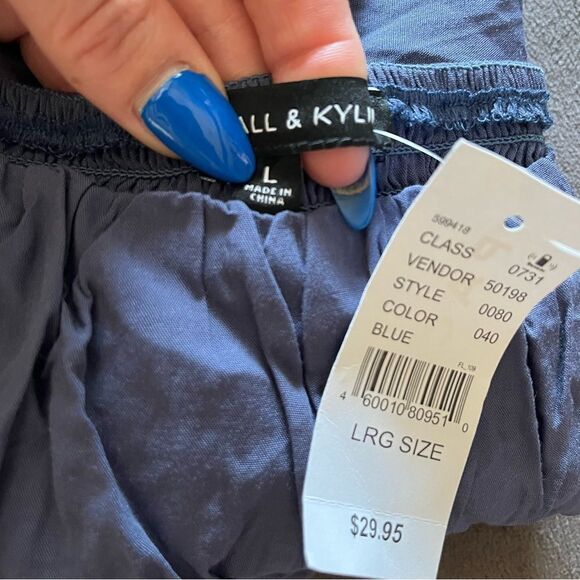 NWT Kendall & Kylie Long Sleeve Shirred Bodice Top Large Blue PACSUN - Picture 3 of 11